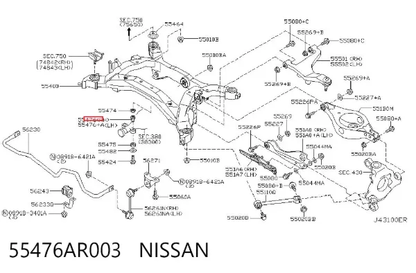 Сайлентблок задньої балки 55476AR003 Nissan/Infiniti