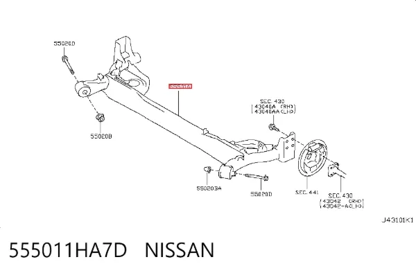 Балка задня 555011HA7D Nissan/Infiniti