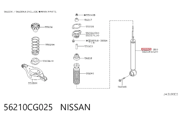 Амортизатор задній 56210CG025 Nissan/Infiniti