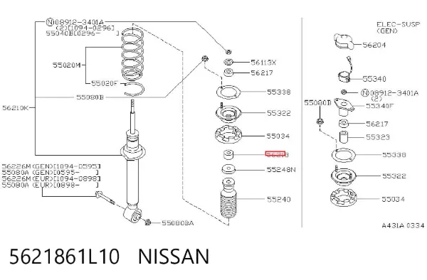 Опора амортизатора заднього 5621861L10 Nissan/Infiniti