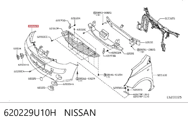 Передній бампер 620229U10H Nissan/Infiniti