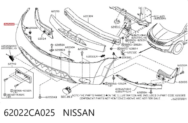 Передній бампер 62022CA025 Nissan/Infiniti