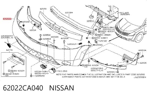 Передній бампер 62022CA040 Nissan/Infiniti