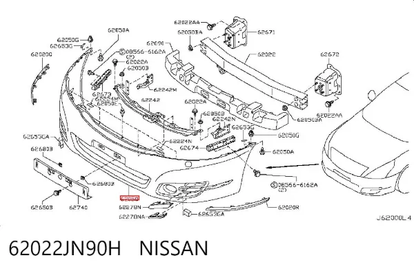 Передній бампер 62022JN90H Nissan/Infiniti