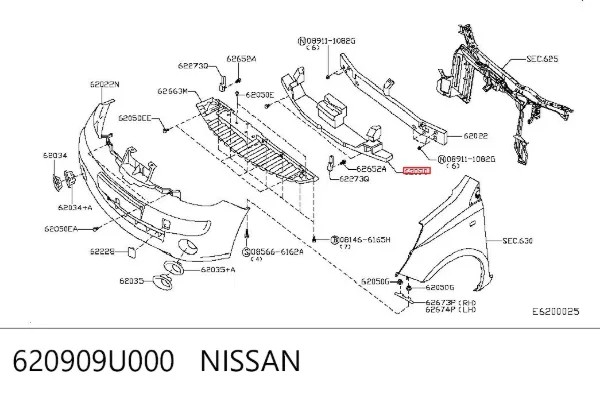 Абсорбер (наповнювач) бампера переднього 620909U000 Nissan/Infiniti