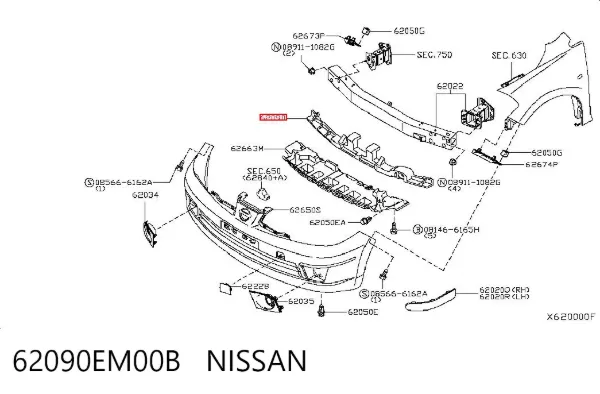 Абсорбер (наповнювач) бампера переднього 62090EM00B Nissan/Infiniti