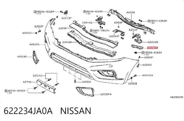 Кронштейн бампера переднього, лівий 622234JA0A Nissan/Infiniti