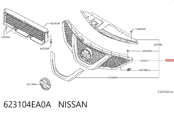 Решітка радіатора 623104EA0A Nissan/Infiniti