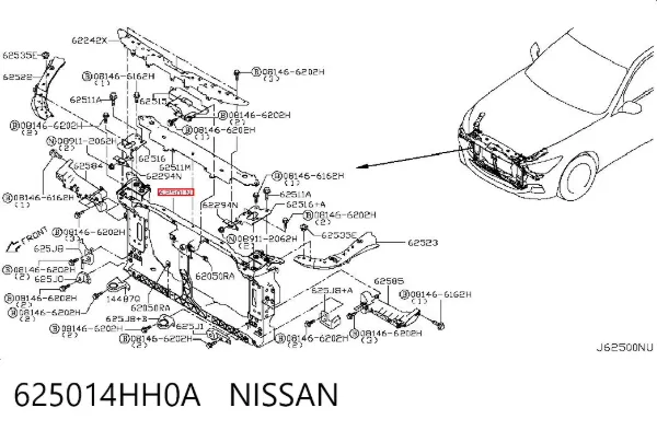Рамка радіатора 625014HH0A Nissan/Infiniti