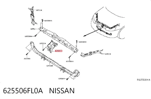 Кронштейн замку капоту 625506FL0A Nissan/Infiniti