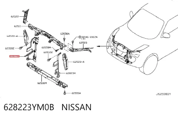 Повітропровід (дефлектор) радіатора, правий 628223YM0B Nissan/Infiniti