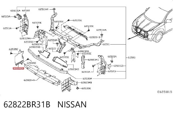 Повітропровід (дефлектор) радіатора, правий 62822BR31B Nissan/Infiniti