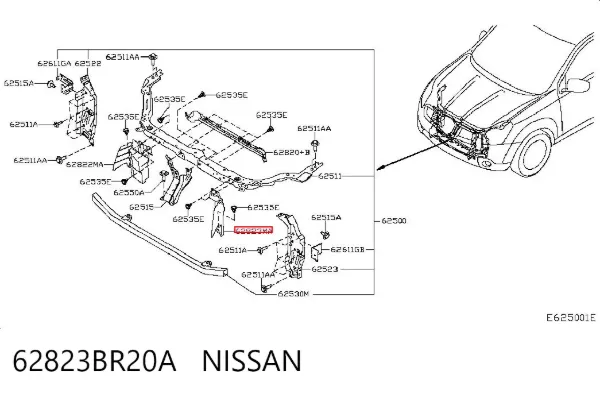 Повітропровід (дефлектор) радіатора, лівий 62823BR20A Nissan/Infiniti