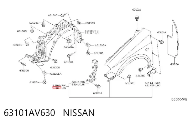 Крило переднє ліве 63101AV630 Nissan/Infiniti