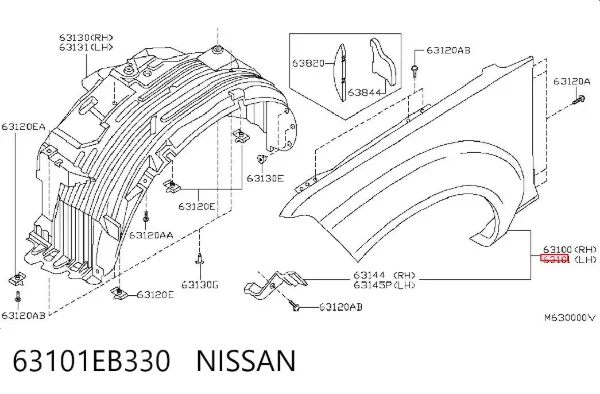 Крило переднє ліве 63101EB330 Nissan/Infiniti