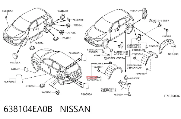 Розширювач переднього крила, правий 638104EA0B Nissan/Infiniti