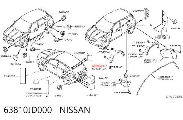Розширювач переднього крила, правий 63810JD000 Nissan/Infiniti