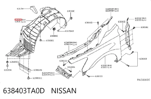 Підкрилок передній правий 638403TA0D Nissan/Infiniti