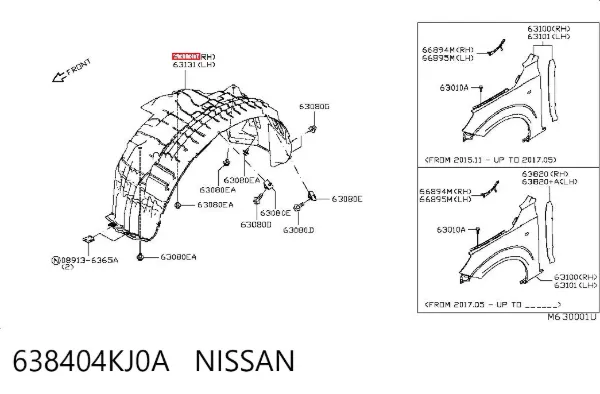 Підкрилок передній правий 638404KJ0A Nissan/Infiniti