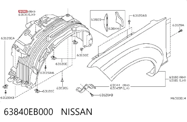 Підкрилок передній правий 63840EB000 Nissan/Infiniti