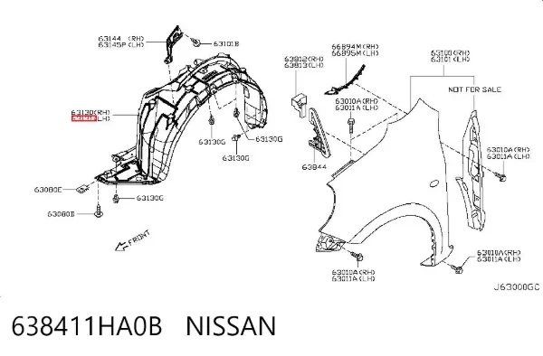 Підкрилок передній лівий 638411HA0B Nissan/Infiniti