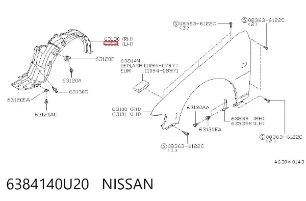 Підкрилок передній лівий Nissan Maxima A32