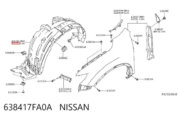 Підкрилок передній лівий Nissan Rogue T32U