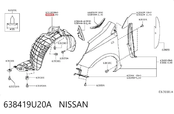 Підкрилок передній лівий Nissan Note E11