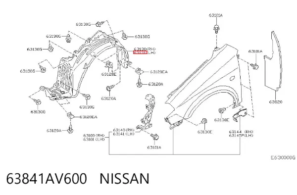 Підкрилок передній лівий 63841AV600 Nissan/Infiniti