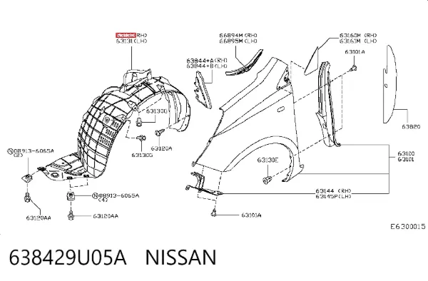 Підкрилок передній правий 638429U05A Nissan/Infiniti