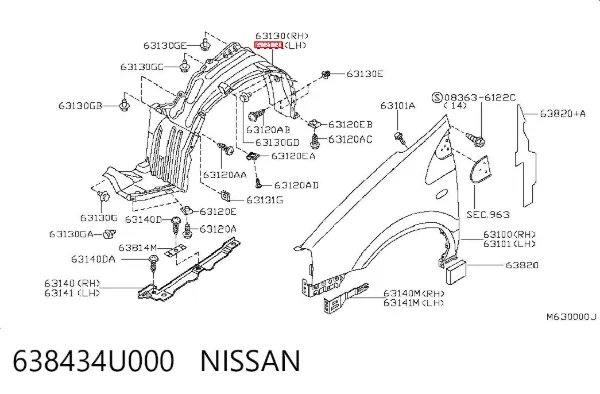 Підкрилок передній лівий 638434U000 Nissan/Infiniti