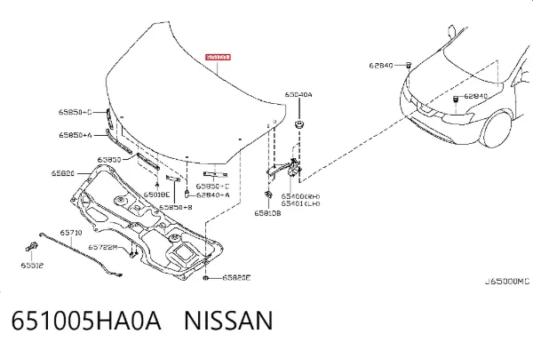 Капот 651005HA0A Nissan/Infiniti