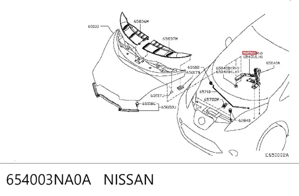 Петля капота, права 654003NA0A Nissan/Infiniti