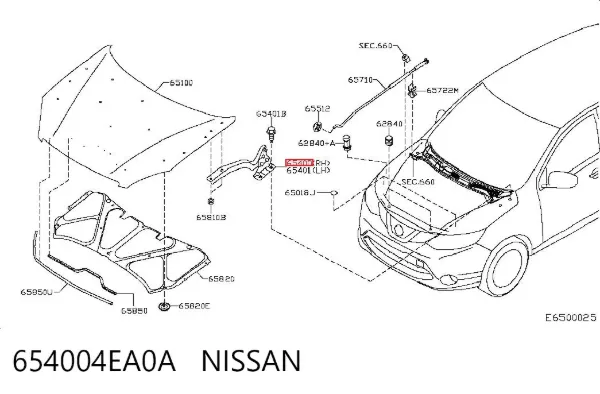 Петля капота, права 654004EA0A Nissan/Infiniti