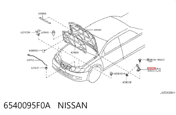 Петля капота, права 6540095F0A Nissan/Infiniti