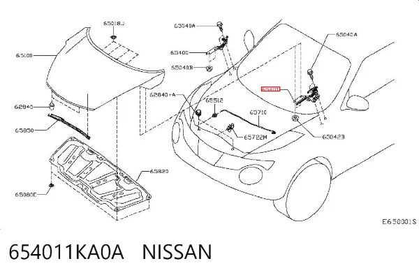 Петля капота, ліва 654011KA0A Nissan/Infiniti
