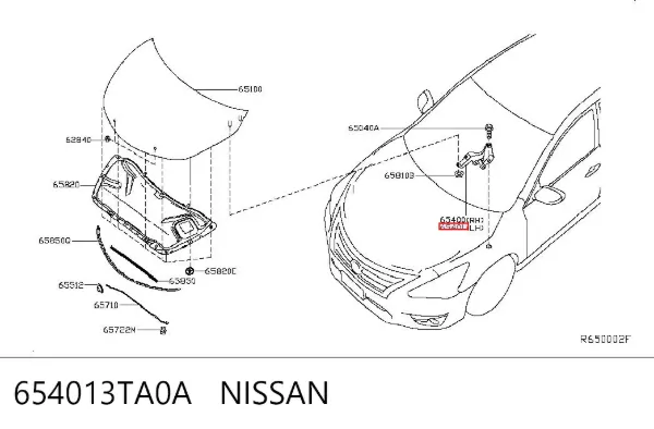 Петля капота, ліва 654013TA0A Nissan/Infiniti