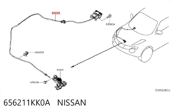 Трос капота 656211KK0A Nissan/Infiniti