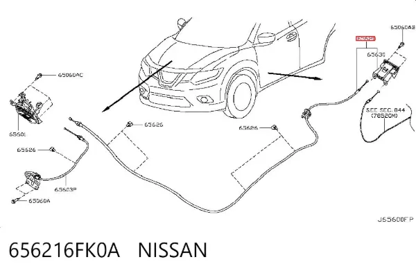 Трос капота 656216FK0A Nissan/Infiniti