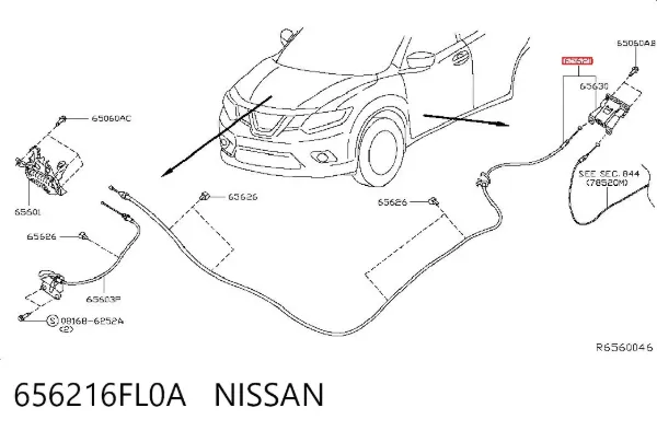 Трос капота 656216FL0A Nissan/Infiniti