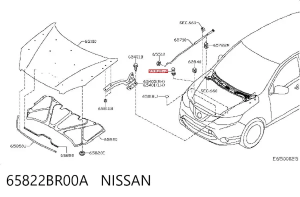 Буфер/відбійник капота 65822BR00A Nissan/Infiniti