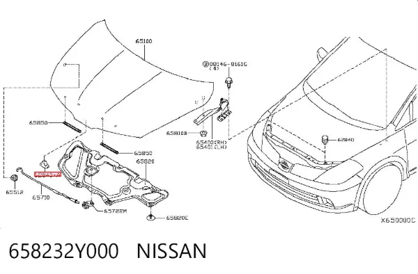 Буфер/відбійник капота 658232Y000 Nissan/Infiniti