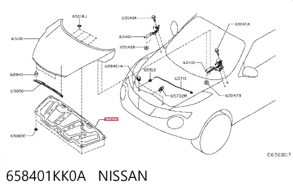 Шумоізоляція капота 658401KK0A Nissan/Infiniti