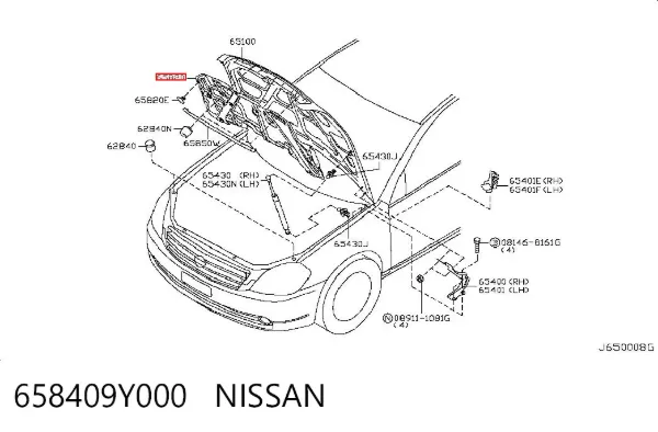 Шумоізоляція капота Nissan Teana J31