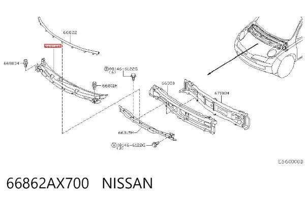 Решітка двірників 66862AX700 Nissan/Infiniti