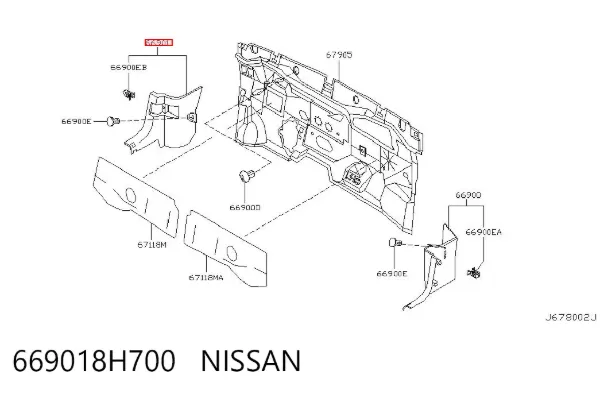 Обшивка стійки кузова внутрішня, передня ліва 669018H700 Nissan/Infiniti