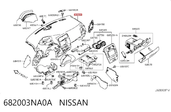 Панель приладів торпеди 682003NA0A Nissan/Infiniti