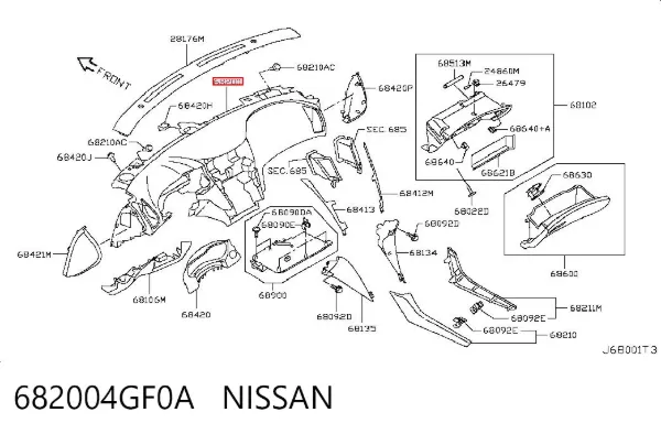 Панель приладів торпеди 682004GF0A Nissan/Infiniti