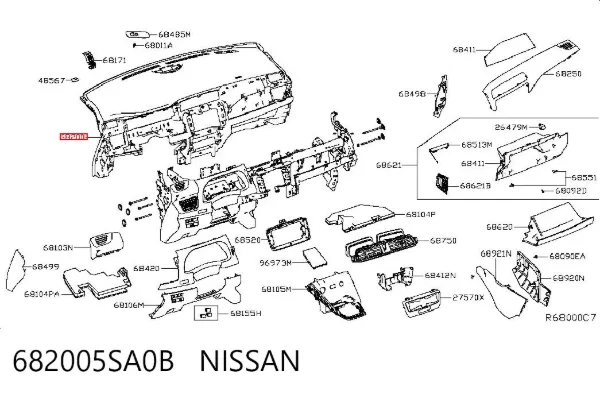 Панель приладів торпеди 682005SA0B Nissan/Infiniti