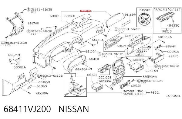  68411VJ200 Nissan/Infiniti